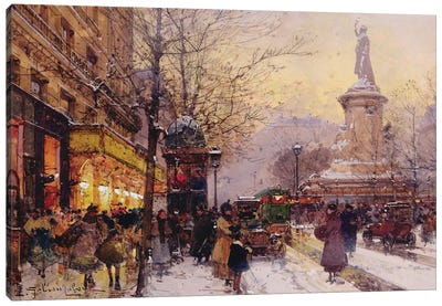 Winter Paris street scene  Canvas Art Print