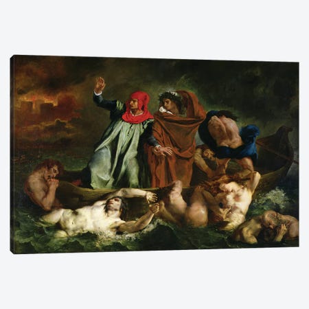 Dante  and Virgil  in the Underworld, 1822  Canvas Print #BMN10239} by Ferdinand Victor Eugene Delacroix Canvas Artwork