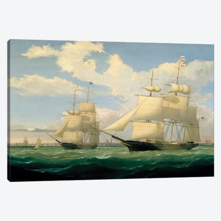 The Ships 'Winged Arrow' and 'Southern Cross' in Boston Harbour, 1853  Canvas Print #BMN10251} by Fitz Henry Lane Canvas Wall Art