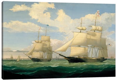 The Ships 'Winged Arrow' and 'Southern Cross' in Boston Harbour, 1853  Canvas Art Print