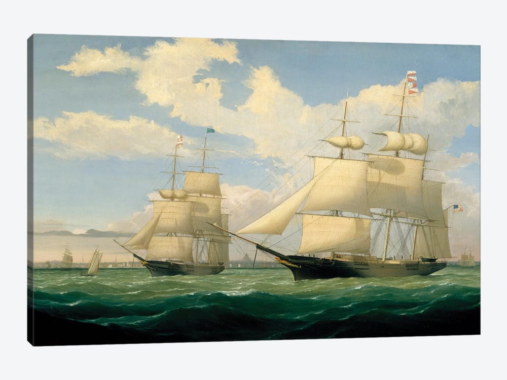 The Ships 'Winged Arrow' and 'Southern Cross' in Boston Harbour, 1853  by Fitz Henry Lane 1-piece Canvas Print