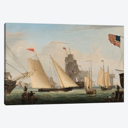 Yacht 'Northern Light' in Boston Harbor, 1845  Canvas Print #BMN10253} by Fitz Henry Lane Canvas Art