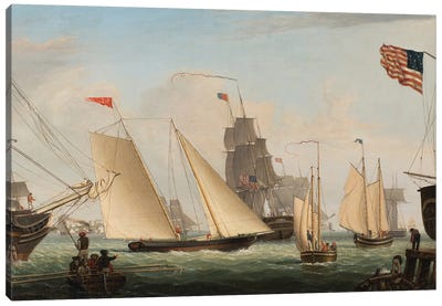 Yacht 'Northern Light' in Boston Harbor, 1845  Canvas Art Print
