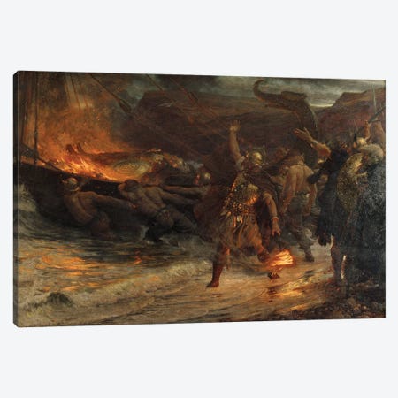 The Funeral of a Viking, 1893  Canvas Print #BMN10269} by Frank Dicksee Canvas Print