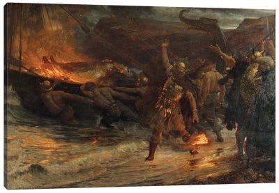 The Funeral of a Viking, 1893  Canvas Art Print - Classic Fine Art