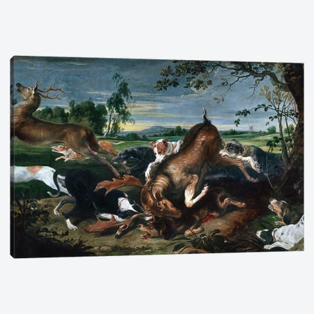 Hunting Deer Canvas Print #BMN10270} by Frans Snyders Canvas Artwork