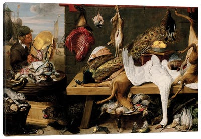 Market Scene on a Quay, c.1635-1640  Canvas Art Print
