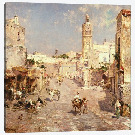 Figures in a Moorish Town  Canvas Print #BMN10273} by Franz Richard Unterberger Canvas Art