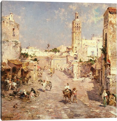 Figures in a Moorish Town  Canvas Art Print