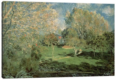 The Garden of Hoschede Family, 1881  Canvas Art Print - City Park Art