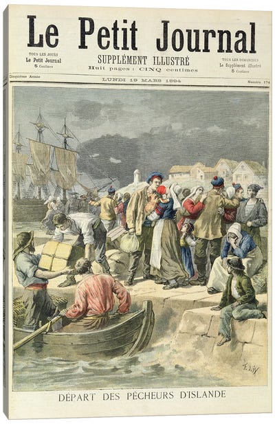Departure of the Icelandic Fishermen, illustration from 'Le Petit Journal', 19th March 1894  Canvas Art Print