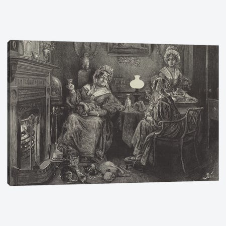 Cosy Old Maids' Christmas  Canvas Print #BMN10299} by Frederick Barnard Canvas Artwork