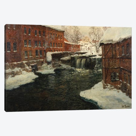 Mill Scene, c.1885-90  Canvas Print #BMN10314} by Fritz Thaulow Canvas Wall Art