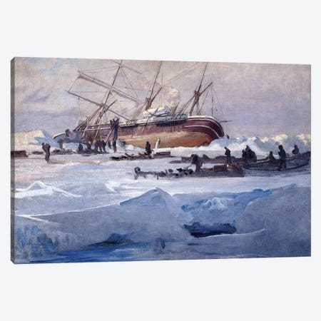 The Endurance Crushed in the Ice of the Weddell Sea, October 1915,  Canvas Print #BMN10340} by George Marston Canvas Artwork