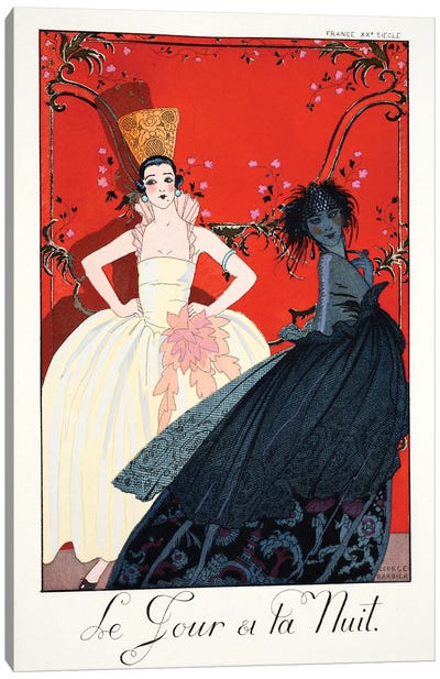 Day and Night, from 'Falbalas & Fanfreluches, Almanach des Modes Présentes, Passées et Futures', 1922  Canvas Art Print