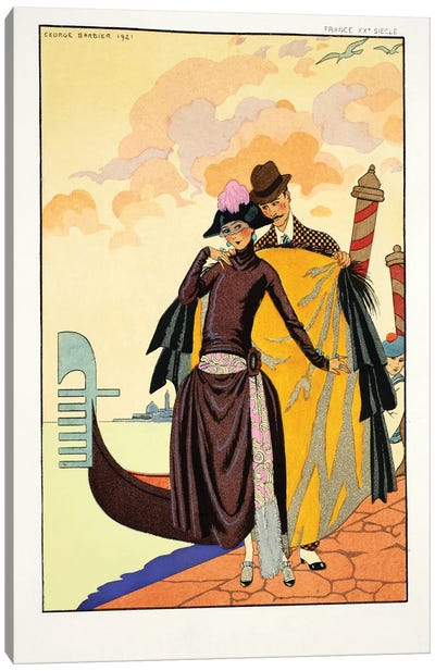 Her and Him, from 'Falbalas & Fanfreluches, Almanach des Modes Présentes, Passées et Futures', 1922  Canvas Art Print
