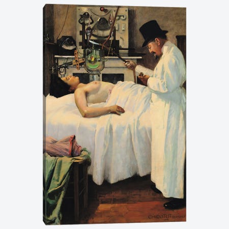 The First Attempt to Treat Cancer with X Rays by Doctor Chicotot, 1907  Canvas Print #BMN10410} by Georges Chicotot Canvas Wall Art