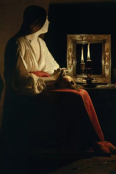 Chiaroscuro: The Penitent Magdalen, c.1640  by Georges De La Tour