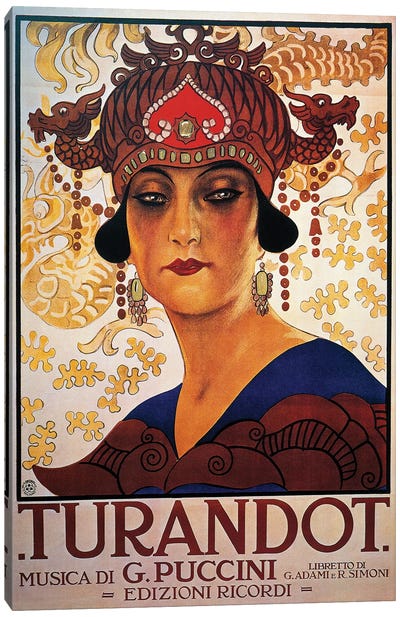 Poster for Turandot, opera by Giacomo Puccini  Canvas Art Print