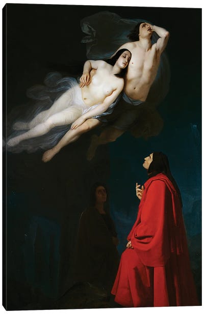 Paolo and Francesca in conversation with Dante and Virgil Canvas Art Print