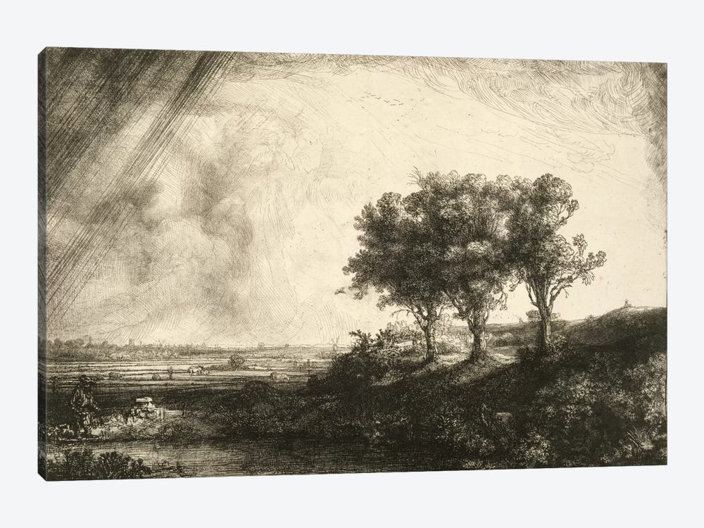 23.K5-292 The Three Trees  by Rembrandt van Rijn 1-piece Canvas Art Print