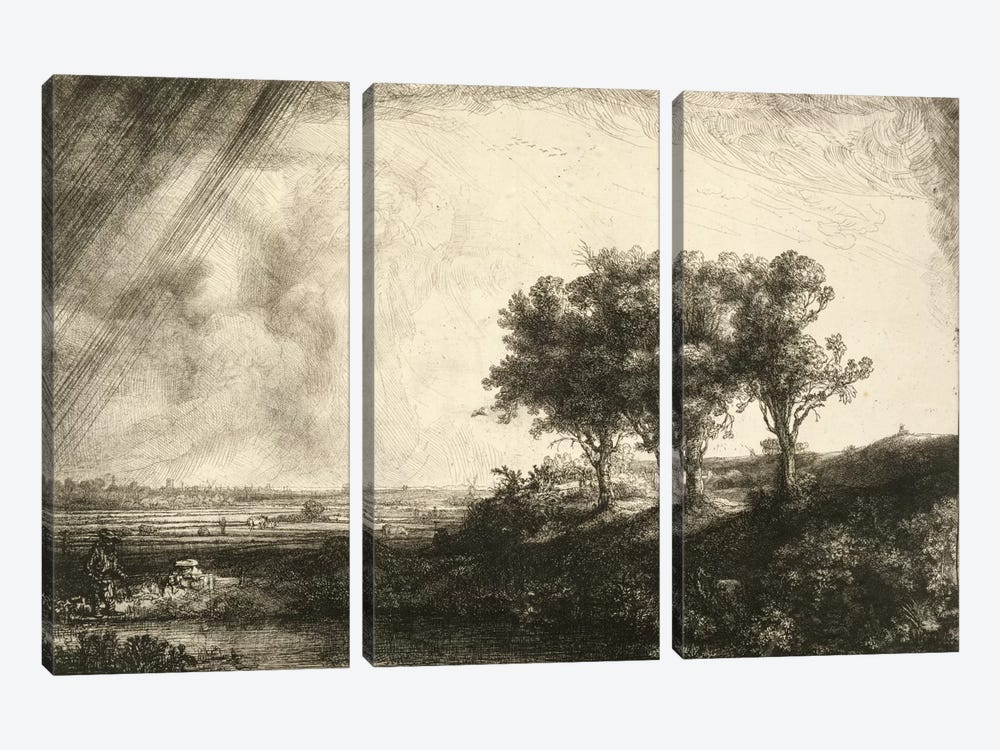 23.K5-292 The Three Trees  by Rembrandt van Rijn 3-piece Art Print