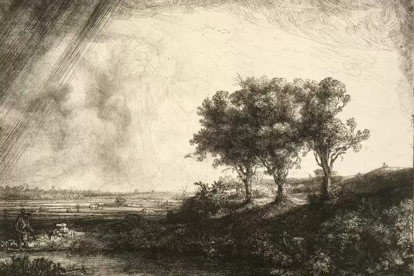 Rembrandt van Rijn: 23.K5-292 The Three Trees  by Rembrandt van Rijn