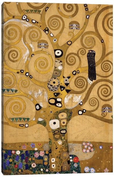 Tree of Life  detail of the left hand side, c.1905-09  Canvas Art Print - Gustav Klimt
