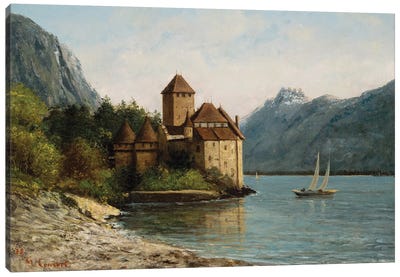 The Castle of Chillon, Evening, c.1872  Canvas Art Print - Gustave Courbet