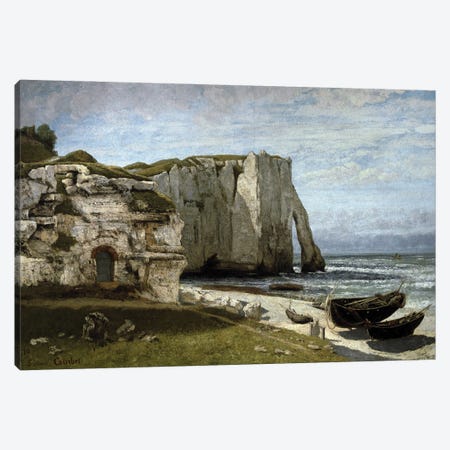 View of the cliffs of Etretat after the storm, Normandy Canvas Print #BMN10469} by Gustave Courbet Art Print