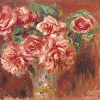 Roses in a Vase, c.1890  by Pierre-Auguste Renoir canvas print