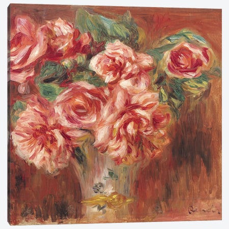 Roses in a Vase, c.1890  Canvas Print #BMN1048} by Pierre Auguste Renoir Canvas Art