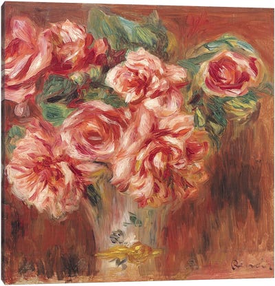 Roses in a Vase, c.1890  Canvas Art Print - Pierre Auguste Renoir