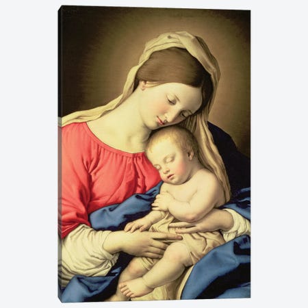 Madonna and Child Canvas Print #BMN10496} by Il Sassoferrato Canvas Art Print