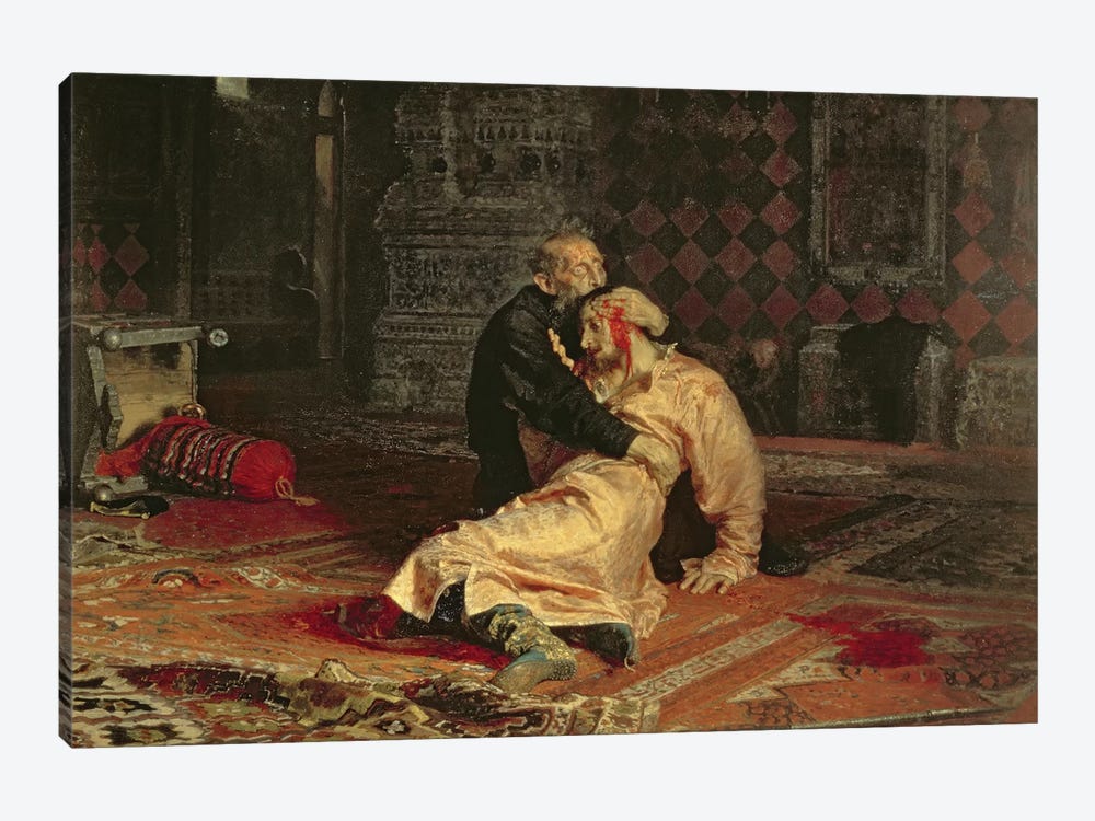 Ivan the Terrible and his Son on the 16th November, 1581, 1885  by Ilya Efimovich Repin 1-piece Canvas Print