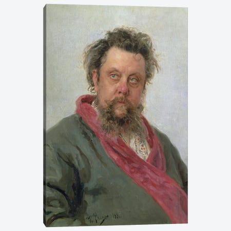 Portrait of Modest Petrovich Moussorgsky  1881  Canvas Print #BMN10515} by Ilya Efimovich Repin Canvas Artwork