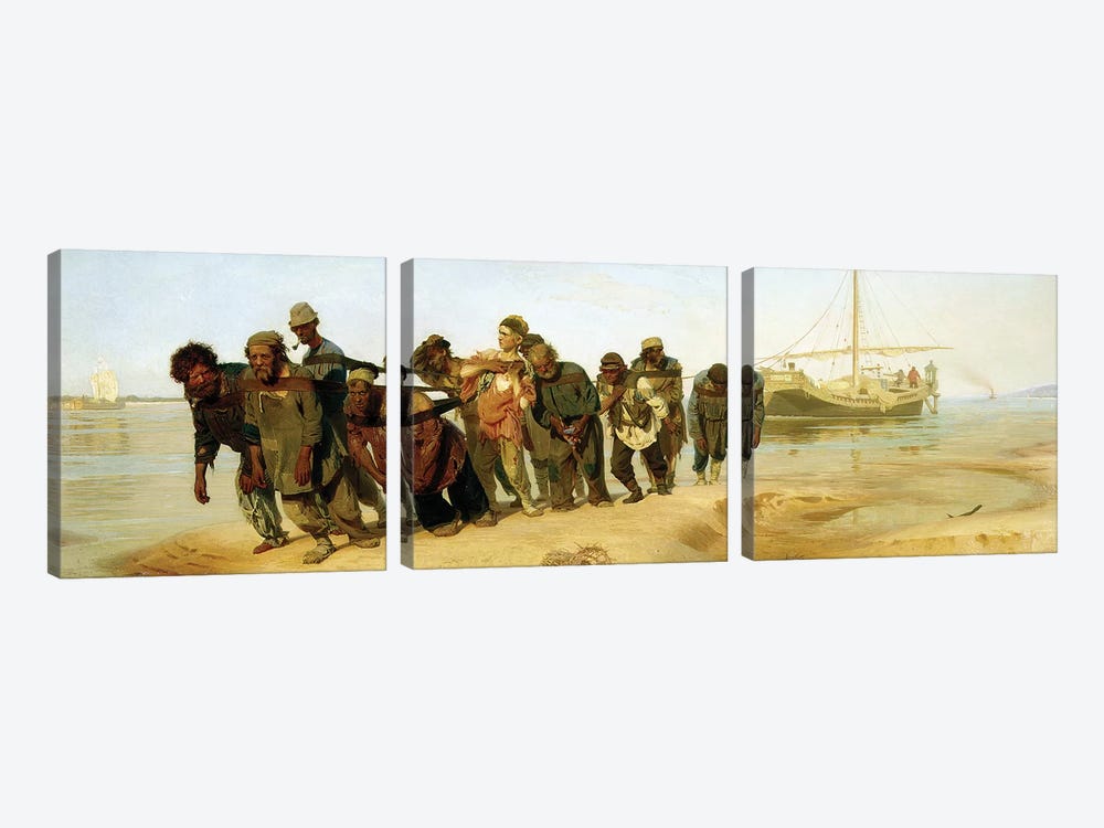 The Boatmen on the Volga, 1870-73  by Ilya Efimovich Repin 3-piece Canvas Art Print