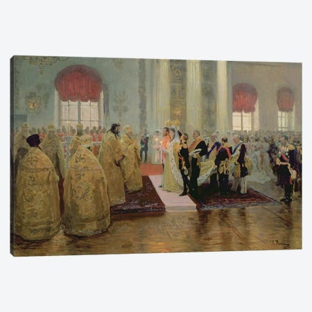 The Marriage of Tsar Nicholas II  and Alexandra Feodorovna  1894  Canvas Print #BMN10518} by Ilya Efimovich Repin Canvas Art Print