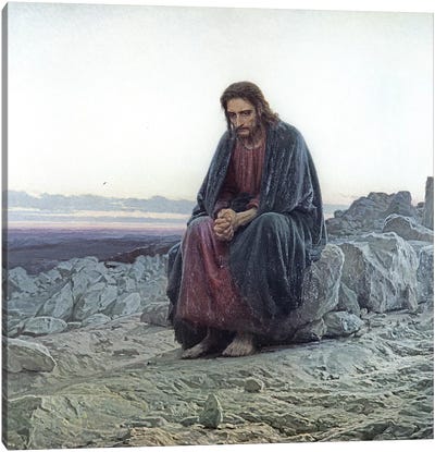 Christ in the Wilderness, 1873  Canvas Art Print - Religious Figure Art