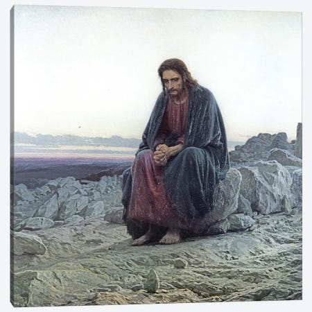 Christ in the Wilderness, 1873  Canvas Print #BMN10526} by Ivan Nikolaevich Kramskoy Canvas Print