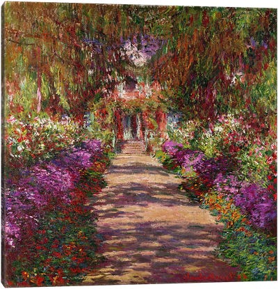 A Pathway in Monet's Garden, Giverny, 1902 Canvas Art Print - Tree Art