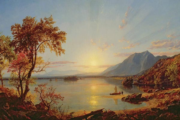 Hudson River School: Sunset, Lake George, New York, 1867  by Jasper Francis Cropsey