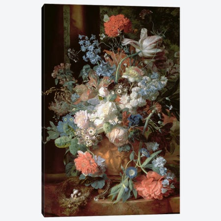 Bouquet of Flowers in a Landscape Canvas Print #BMN1053} by Jan van Huysum Canvas Print