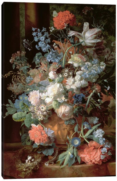 Bouquet of Flowers in a Landscape Canvas Art Print