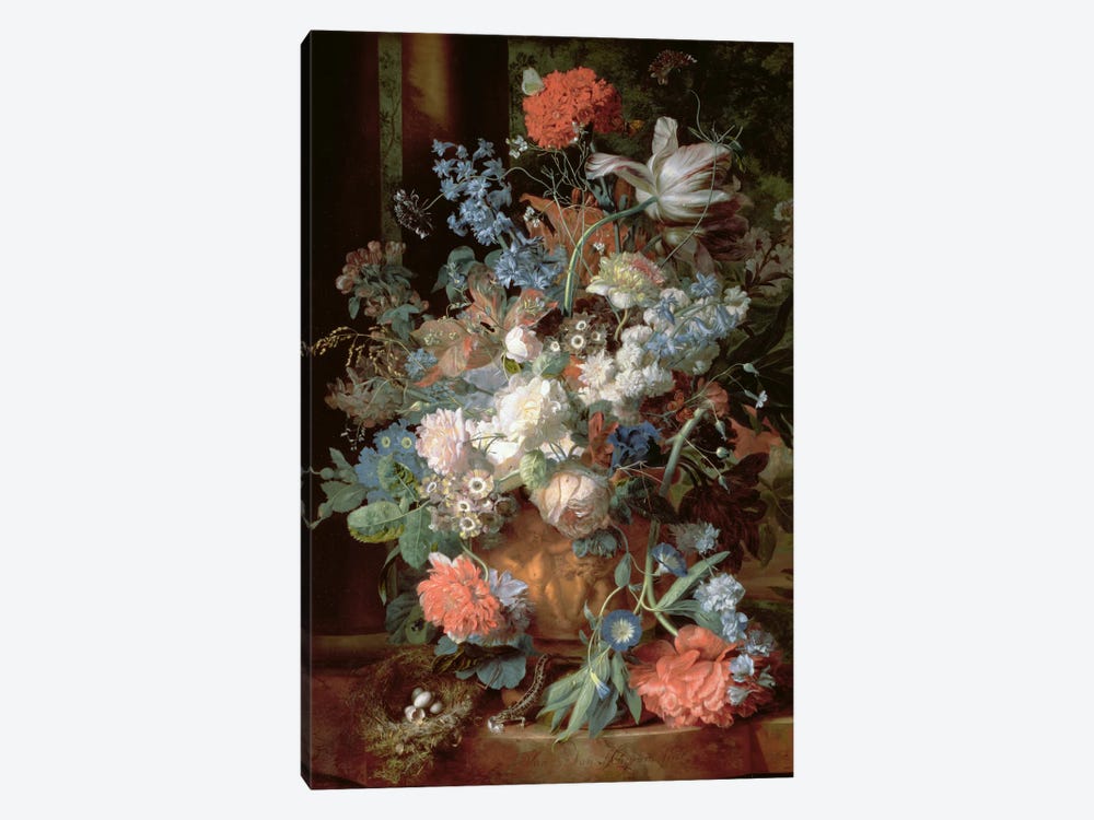 Bouquet of Flowers in a Landscape by Jan van Huysum 1-piece Art Print