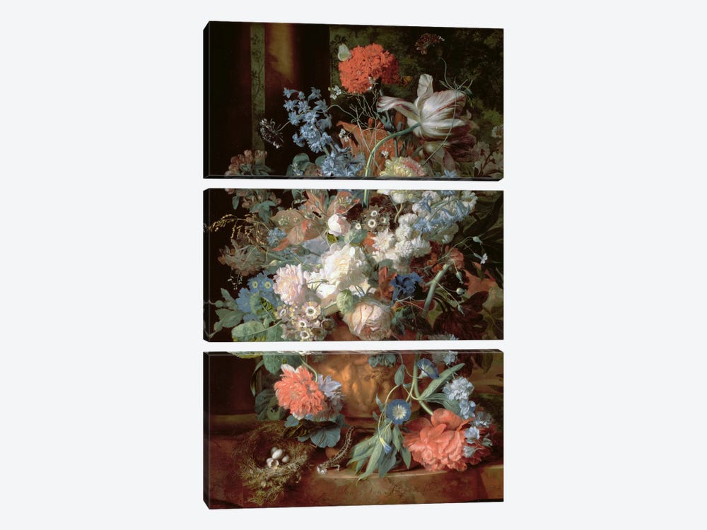 Bouquet of Flowers in a Landscape by Jan van Huysum 3-piece Art Print