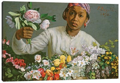 Young Woman with Peonies, 1870  Canvas Art Print
