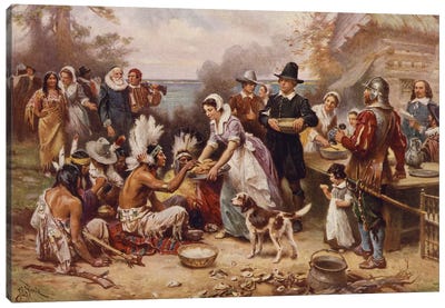 The first Thanksgiving, c.1930  Canvas Art Print - Autumn & Thanksgiving
