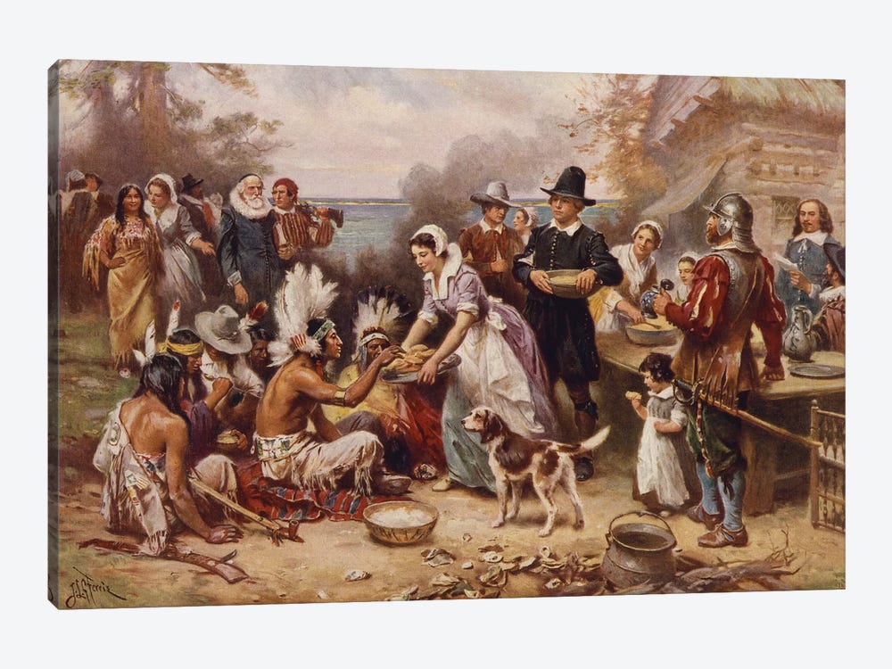 The first Thanksgiving, c.1930  by Jean Leon Gerome Ferris 1-piece Canvas Art Print