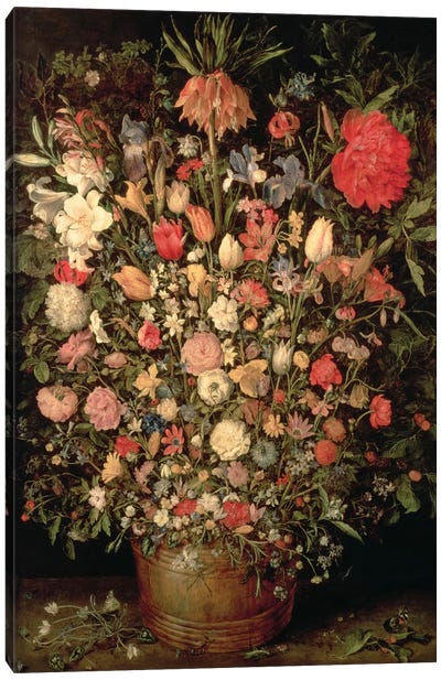Large bouquet of flowers in a wooden tub, 1606-07,  Canvas Art Print